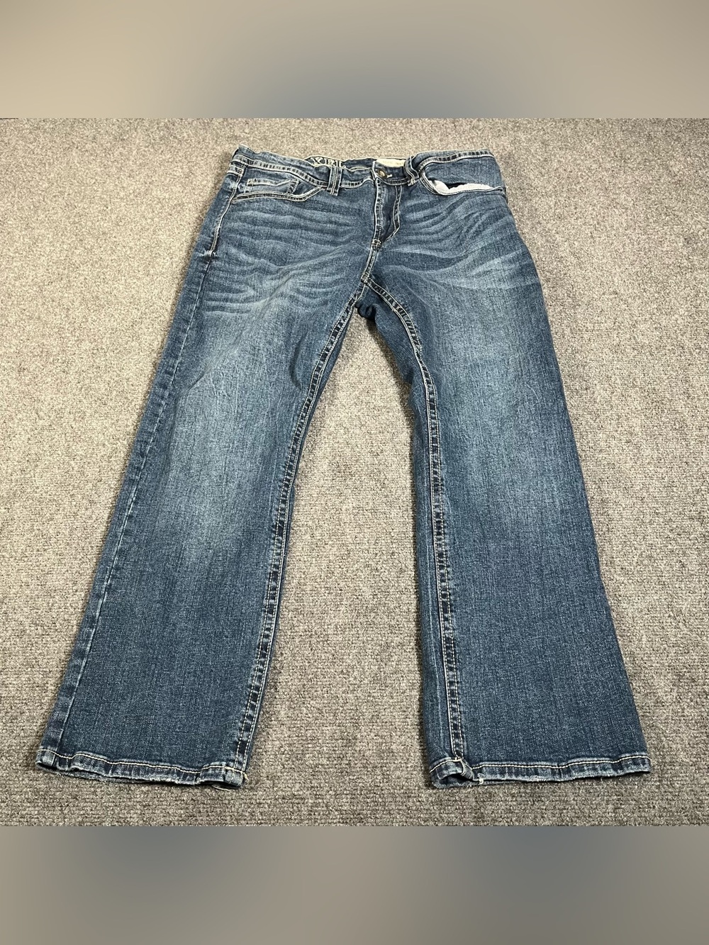tk axel Slim Boot Jeans Men’s 34x28 Y2K Denim Medium Wash Flap Pockets Workwear